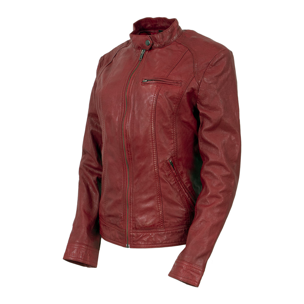 Milwaukee Leather Vintage SFL2811 Women's Red Zipper Front Motorcycle Casual Fashion Leather Jacket