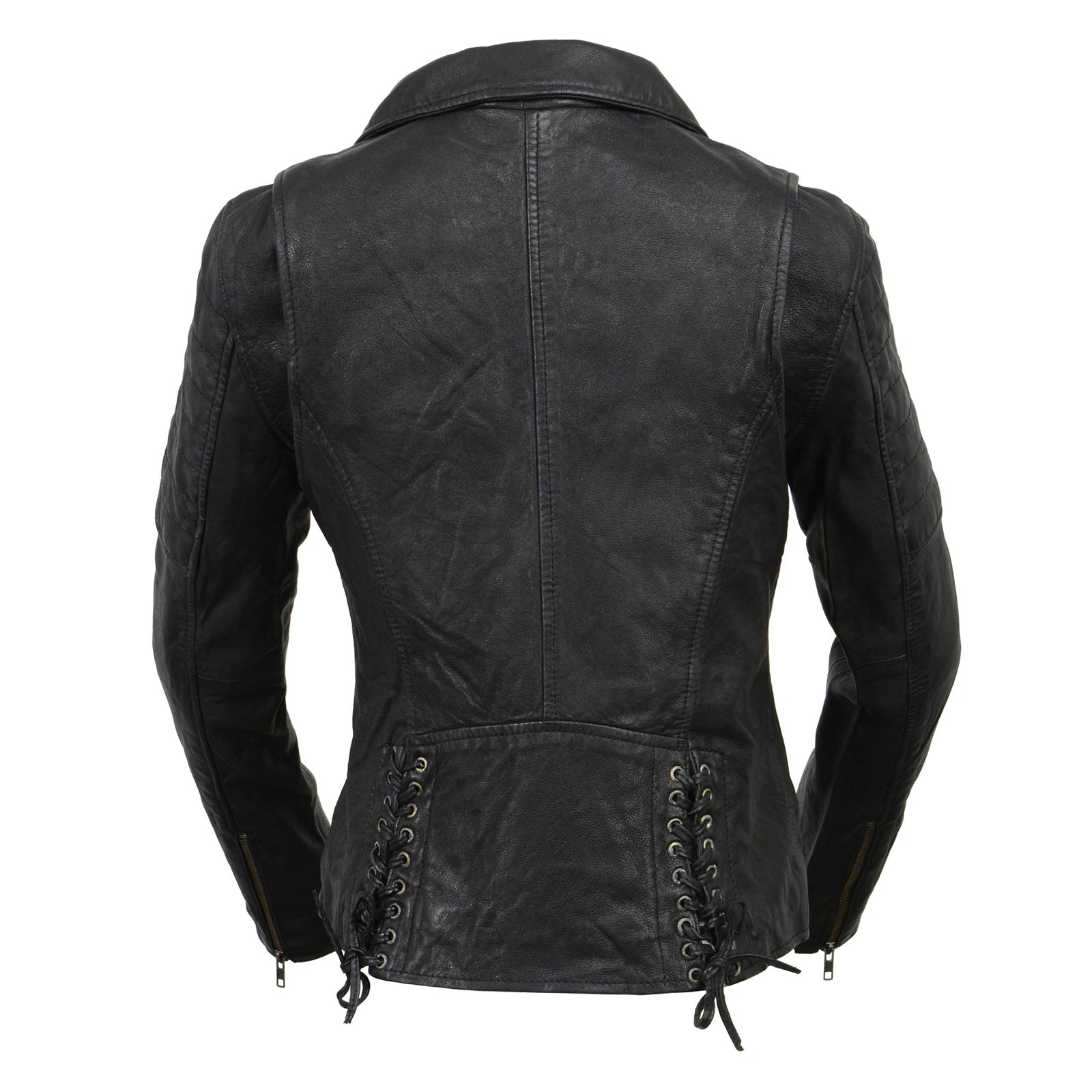 Milwaukee Leather Black Vintage Motorcycle Inspired Vegan Tan Fashion Leather Jacket for Women SFL2812