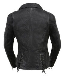 Milwaukee Leather Black Vintage Motorcycle Inspired Vegan Tan Fashion Leather Jacket for Women SFL2812