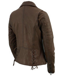 Milwaukee Leather Brown Vintage Motorcycle Inspired Vegan Tan Fashion Leather Jacket for Women SFL2812
