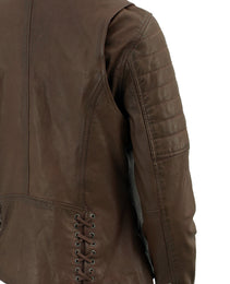 Milwaukee Leather Brown Vintage Motorcycle Inspired Vegan Tan Fashion Leather Jacket for Women SFL2812