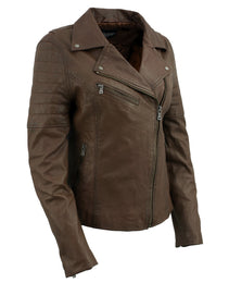 Milwaukee Leather Vintage SFL2812 Women's Brown Leather Moto Style Fashion Jacket