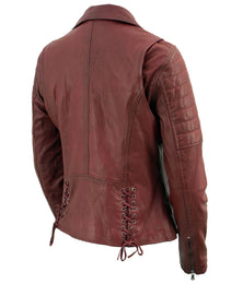 Milwaukee Leather Red Vintage Motorcycle Inspired Vegan Tan Fashion Leather Jacket for Women SFL2812
