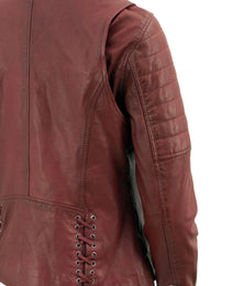 Milwaukee Leather Red Vintage Motorcycle Inspired Vegan Tan Fashion Leather Jacket for Women SFL2812