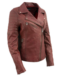 Milwaukee Leather Vintage SFL2812 Women's Red Leather Moto Style Fashion Jacket