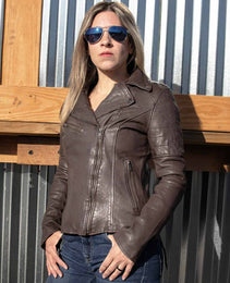 Milwaukee Leather Brown Vintage Motorcycle Inspired Vegan Tan Fashion Leather Jacket for Women SFL2812