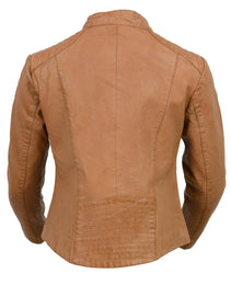 Milwaukee Leather Vintage SFL2814 Women's Cognac Leather Moto Style Fashion Jacket