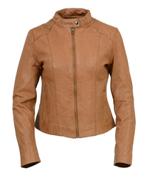 Milwaukee Leather Vintage SFL2814 Women's Cognac Leather Moto Style Fashion Jacket