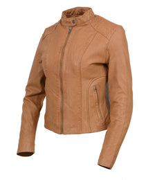 Milwaukee Leather Vintage SFL2814 Women's Cognac Leather Moto Style Fashion Jacket
