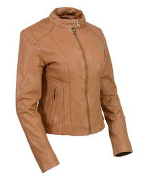 Milwaukee Leather Vintage SFL2814 Women's Cognac Leather Moto Style Fashion Jacket
