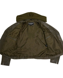 Milwaukee Leather SFL2815 Womens Olive Motorcycle Style Leather Jacket with Hoodie and Asymmetrical Zipper