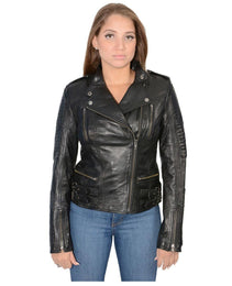 Milwaukee Leather SFL2820 Women's Quilted Black Lambskin Motorcycle Style Fashion Casual Leather Jacket