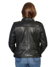 Milwaukee Leather SFL2820 Women's Quilted Black Lambskin Motorcycle Style Fashion Casual Leather Jacket