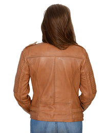 Milwaukee Leather SFL2820 Women's Caramel Color Quilted Lambskin Leather Jacket
