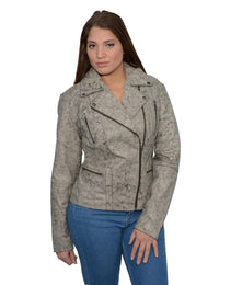 Milwaukee Leather SFL2835 Women's Distressed Brown Motorcycle Style Fashion  Leather Jacket with Asymmetrical Zipper