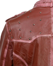 Milwaukee Leather SFL2840 Women's Maiden Maroon Premium Sheepskin Motorcycle Fashion Leather Jacket with Studs