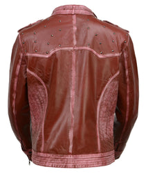 Milwaukee Leather SFL2840 Women's Maiden Maroon Premium Sheepskin Motorcycle Fashion Leather Jacket with Studs