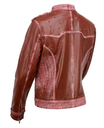 Milwaukee Leather SFL2840 Women's Maiden Maroon Premium Sheepskin Motorcycle Fashion Leather Jacket with Studs