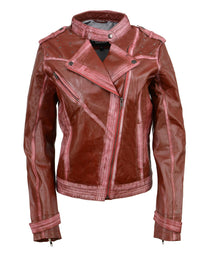 Milwaukee Leather SFL2840 Women's Maiden Maroon Premium Sheepskin Motorcycle Fashion Leather Jacket with Studs