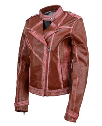 Milwaukee Leather SFL2840 Women's Maiden Maroon Premium Sheepskin Motorcycle Fashion Leather Jacket with Studs