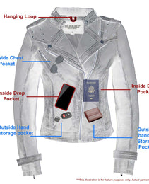 Milwaukee Leather Women's Maiden Pink Premium Sheepskin Motorcycle Fashion Leather Jacket with Studs SFL2840