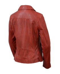 Milwaukee Leather SFL2850 Women's Classic Red Zippered Motorcycle Style Fashion Leather Jacket with Shirt Style Collar