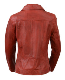 Milwaukee Leather SFL2850 Women's Classic Red Zippered Motorcycle Style Fashion Leather Jacket with Shirt Style Collar