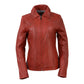 Milwaukee Leather SFL2850 Women's Classic Red Zippered Motorcycle Style Fashion Leather Jacket with Shirt Style Collar