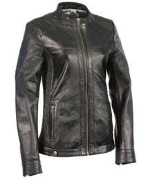 Milwaukee Leather SFL2855 Women's Black  Zip Front Fashion Leather Jacket with Side Stretch Fitting
