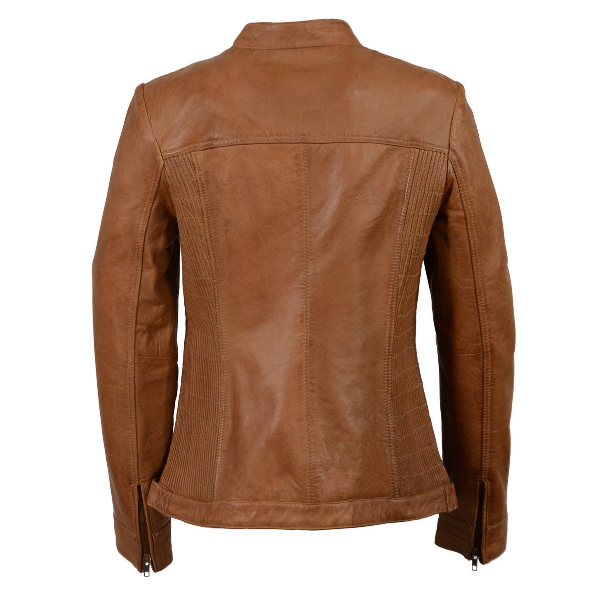 Milwaukee Leather SFL2855 Women's Saddle Zip Front Leather Jacket with Side Stretch Fitting