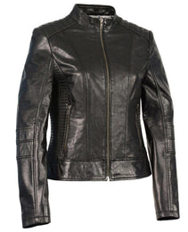 Milwaukee Leather SFL2860 Women's Zip Front Stand Up Collar Black Leather Jacket