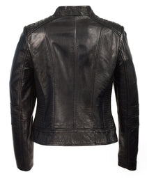 Milwaukee Leather Women's Zip Front Stand Up Collar Black Leather Jacket SFL2860
