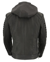 Milwaukee Leather SFL2865 Women's Black Scuba Style Fashion Casual Leather Jacket with Hoodie