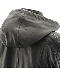 Milwaukee Leather SFL2865 Women's Black Scuba Style Fashion Casual Leather Jacket with Hoodie