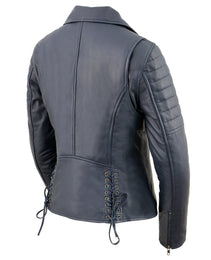 Milwaukee Leather Women's Duchess Blue Motorcycle Style Fashion Casual Leather Jacket SFL2870