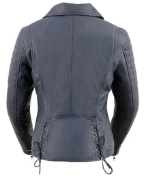 Milwaukee Leather Women's Duchess Blue Motorcycle Style Fashion Casual Leather Jacket SFL2870