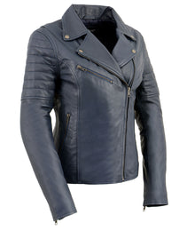 Milwaukee Leather SFL2870 Women's ‘Duchess’ Blue Motorcycle Style Fashion Casual Leather Jacket