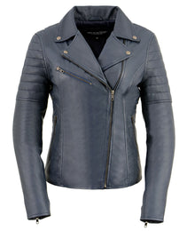 Milwaukee Leather Women's Duchess Blue Motorcycle Style Fashion Casual Leather Jacket SFL2870
