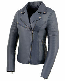 Milwaukee Leather Women's Duchess Blue Motorcycle Style Fashion Casual Leather Jacket SFL2870