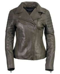 Milwaukee Leather Women's Duchess Olive Motorcycle Style Fashion Casual Leather Jacket SFL2870
