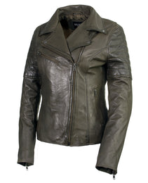 Milwaukee Leather Women's Duchess Olive Motorcycle Style Fashion Casual Leather Jacket SFL2870