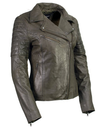 Milwaukee Leather SFL2870 Women's ‘Duchess’ Olive Motorcycle Style Fashion Casual Leather Jacket