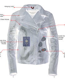 Milwaukee Leather SFL2870 Women's ‘Duchess’ Black Motorcycle Style Fashion Casual Leather Jacket