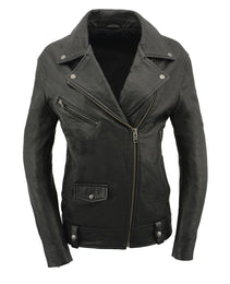 Milwaukee Leather Women's Black Premium New Zealand Lambskin Motorcycle Style Leather Jacket SFL2875