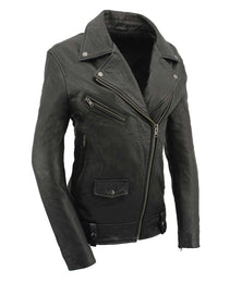 Milwaukee Leather SFL2875 Women's Black Premium New Zealand Lambskin Motorcycle Style Leather Jacket