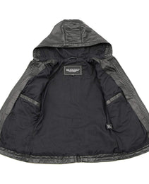 Milwaukee Leather SFL3554 Women's Black Scuba Style Zippered Front Motorcycle Fashion Leather Jacket with Hoodie