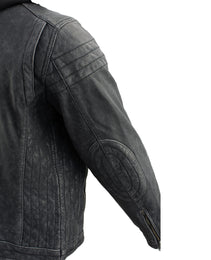 Milwaukee Leather Vintage SFM1802 Men's Black Nubuck Leather Motorcycle Style Fashion Leather Jacket with Hoodie