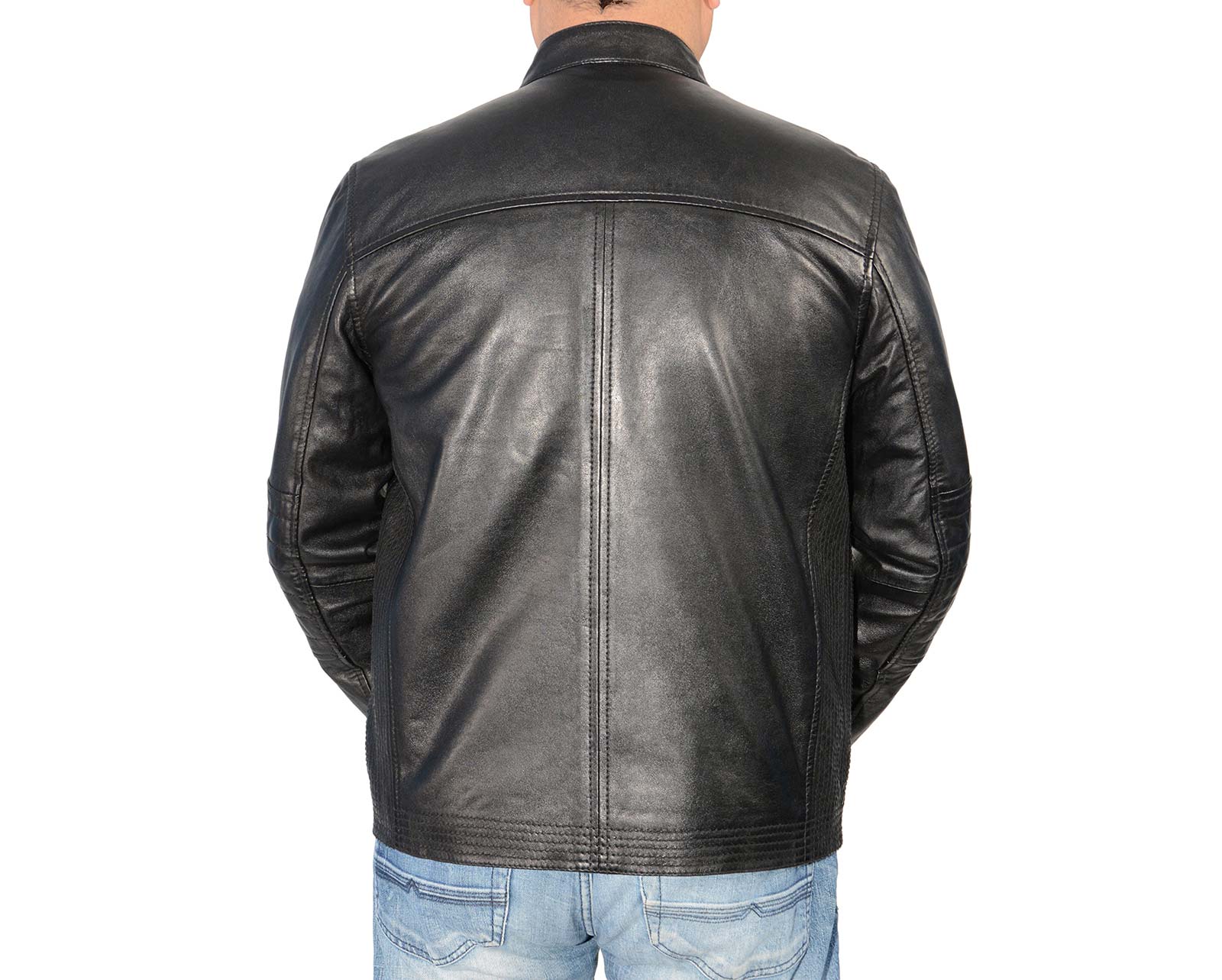 Milwaukee Leather SFM1805 Men's Black Side Stitch Cafe Racer Lambskin Leather Jacket