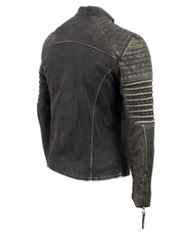 Milwaukee Leather Vintage SFM1808 Men's Black Leather Seamed Shoulder Zipper Front Jacket