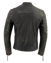 Milwaukee Leather Vintage SFM1808 Men's Black Leather Seamed Shoulder Zipper Front Jacket